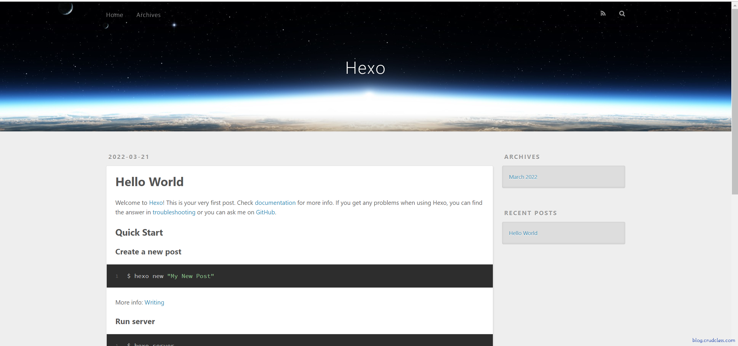 Default theme display.